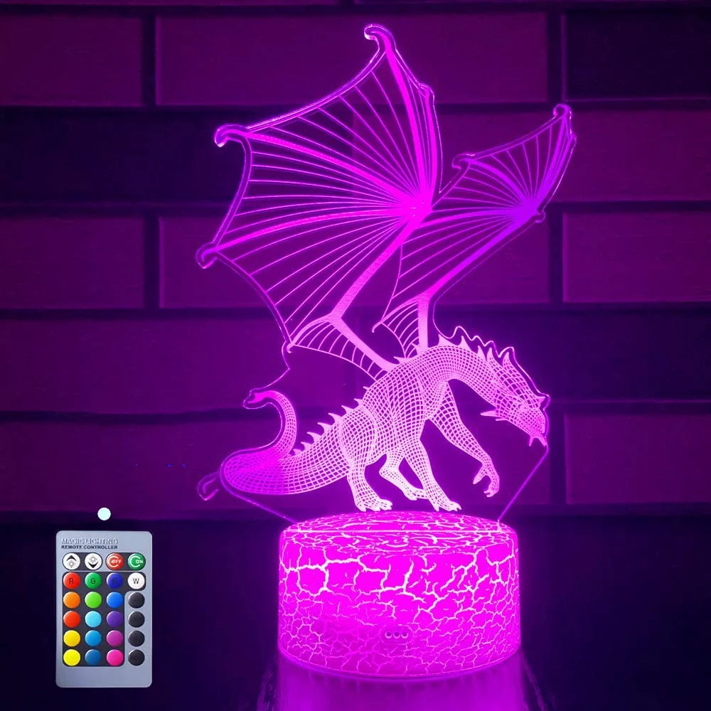 Enchanting Dragon Night Light- Magical 3D Illusion Lamp for Kids