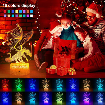 Enchanting Dragon Night Light- Magical 3D Illusion Lamp for Kids