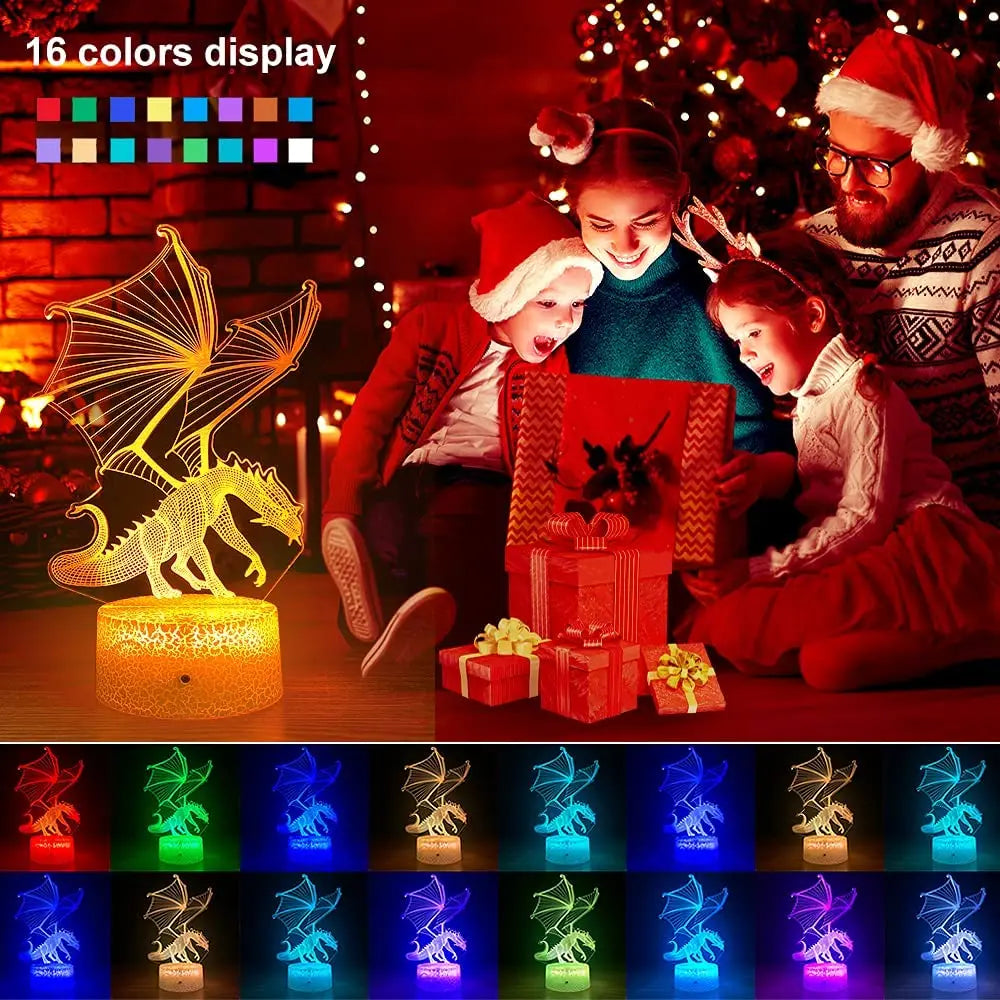 Enchanting Dragon Night Light- Magical 3D Illusion Lamp for Kids