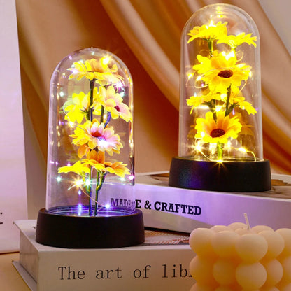 Eternal Life Flower Gold foil rose, Creative gift LED night light