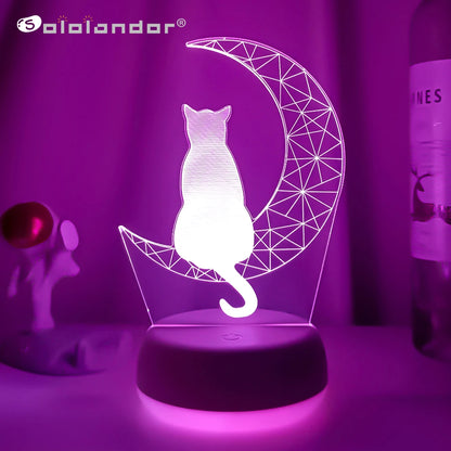 Cat & Moon LED Night Light- Perfect Cat Lover Gift