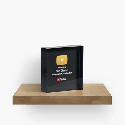 Custom Text- YouTube Acrylic Block- BLACK