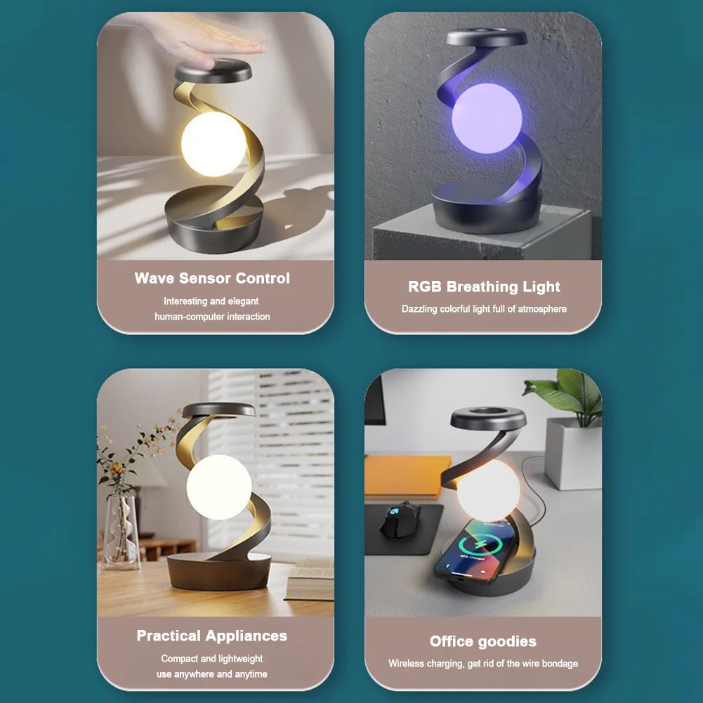 Creative 3D Levitating Ball Lamp, with Wireless Phone Charge